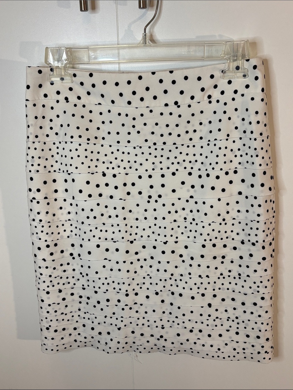 White House Black Market White and Black Polka Dot Pencil Skirt